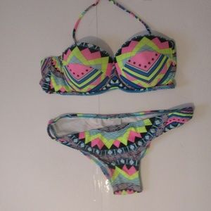 Neon Patterened Bikini NWOT